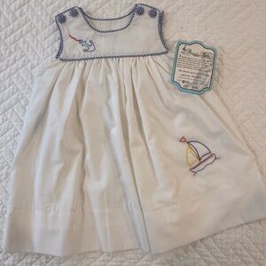 NWT White Dress with Nautical Embroidery Size 18M